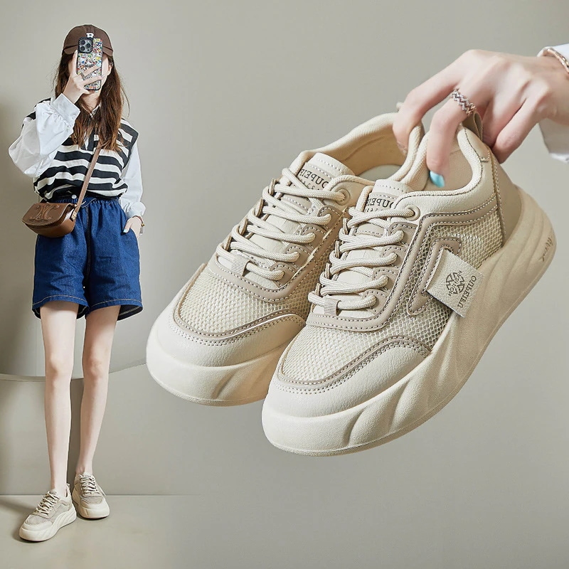 【】スニーカー 2024夏の白い靴の新型韓国版ins女子学生が通気性を高める運動板靴レジャーXFC01-1