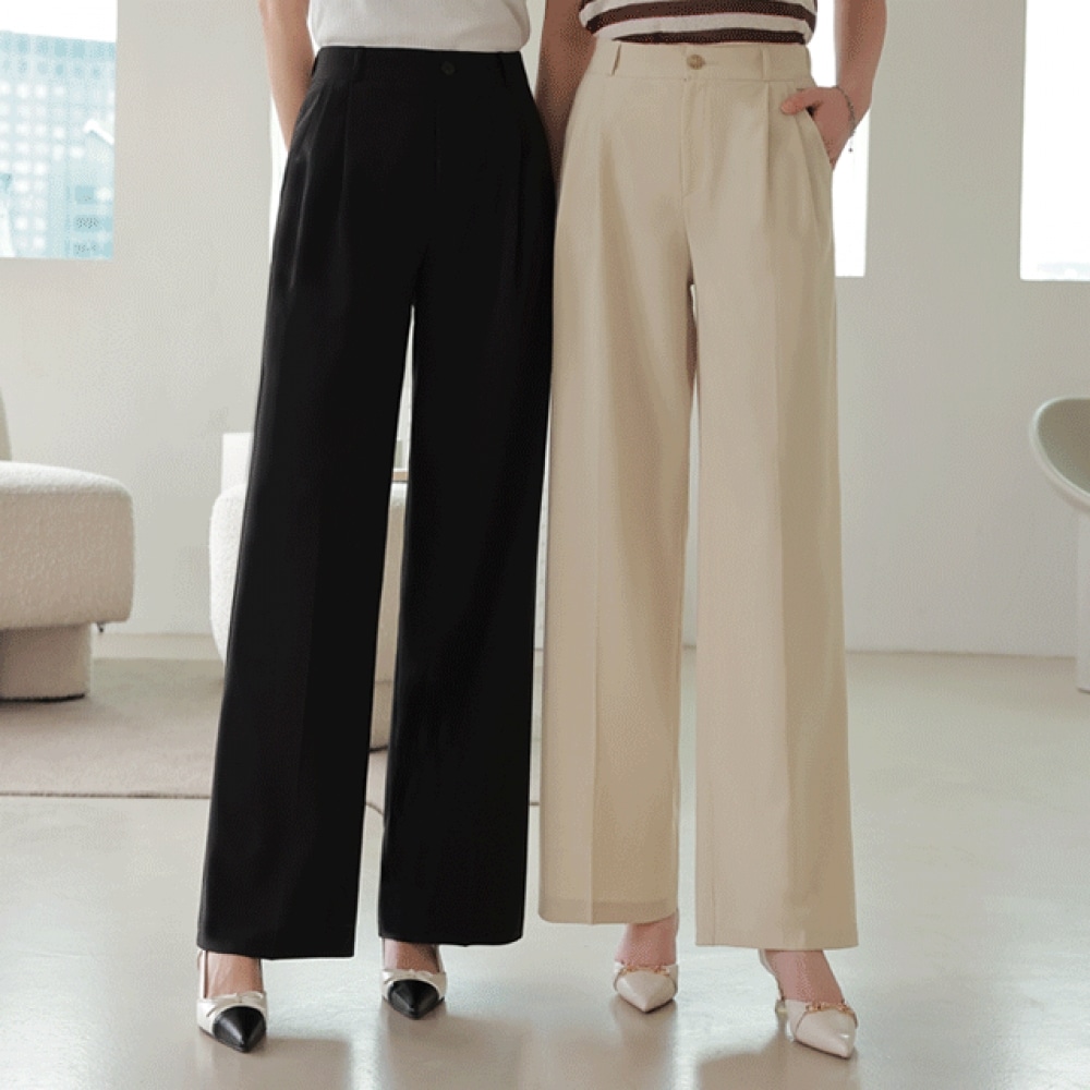 ピンタックが素敵なクリック＆ファニーワイドスラックス【SMLサイズ】