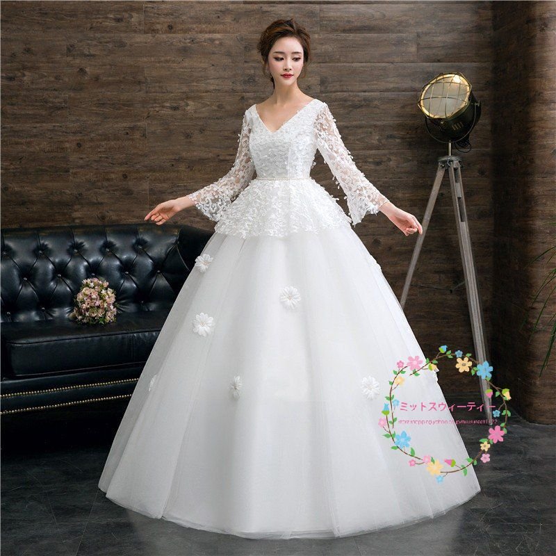 ウエディングドレス マタニティドレス エンパイアドレス 半袖 結婚式 花嫁 ロングドレス ウェデイン 8,924円