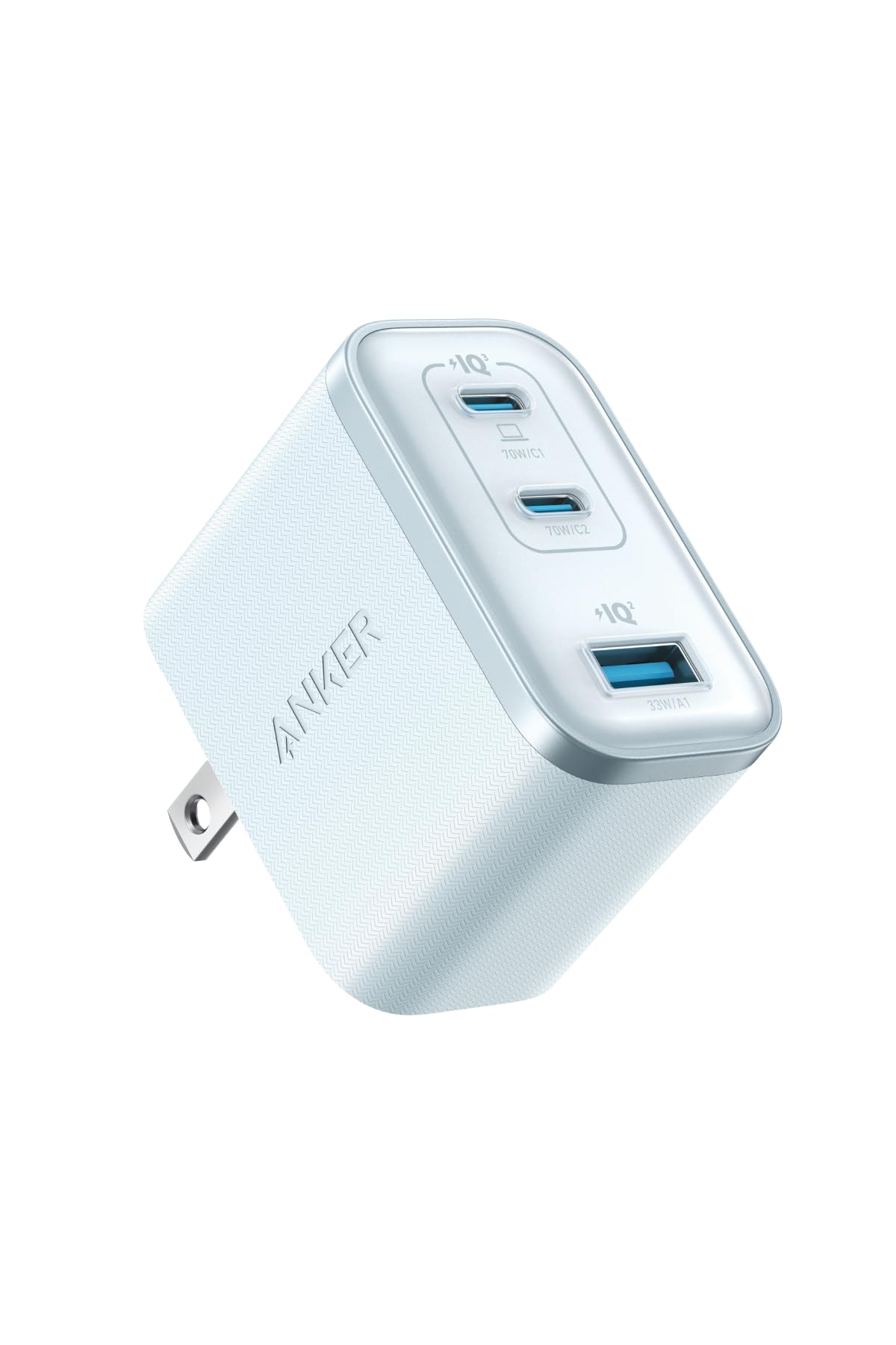 Anker Nano Charger (70W, 3 Ports) ブルー 【 PD対応/PSE技術基準適合/折りたたみ式プラグ】MacBook Windows PC iPad iPhone16シリー