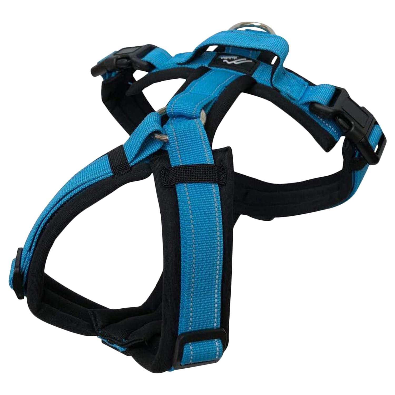 Hakusan ゼロハーネス 負担軽減 犬用ハーネス サイズ調整可 簡単着脱 夜間反射材 軽量 通気 ハンドル付き ネームプレート Tiny サイズ ブラックxターコイズ
