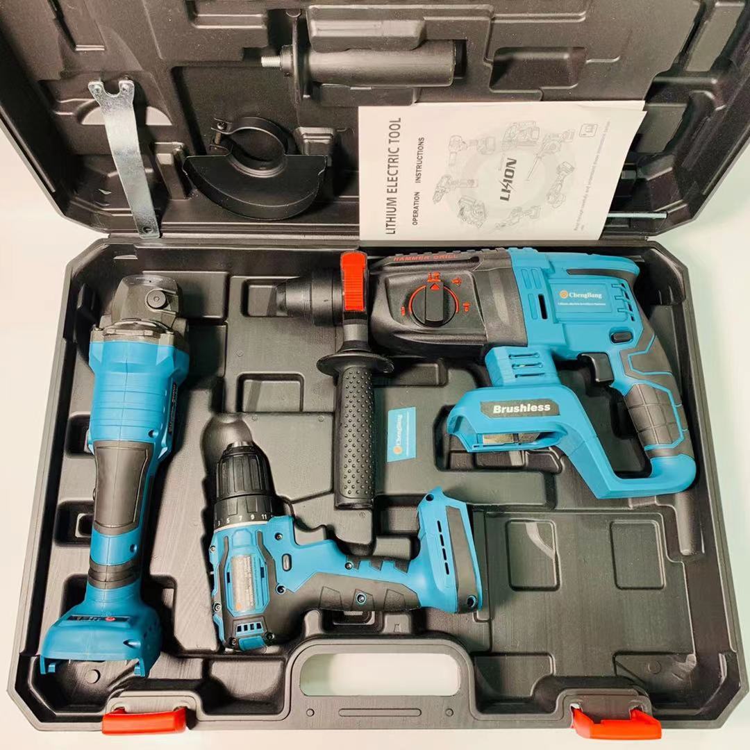 【三点セット】ハンマードリル＋ドライバー＋グラインダー　充電式電動工具セット 収納ケース付き【本体のみ】 11,085円