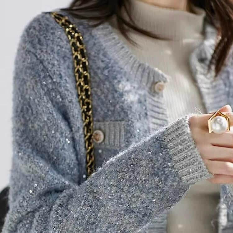 もこもこニットカーディガン ニットカーディガン セーターカーディガン 長袖カーディガン カーディガン青 ニット カーディガン あったか もこもこ 青 ブルー 韓国 オルチャン レディース 長袖