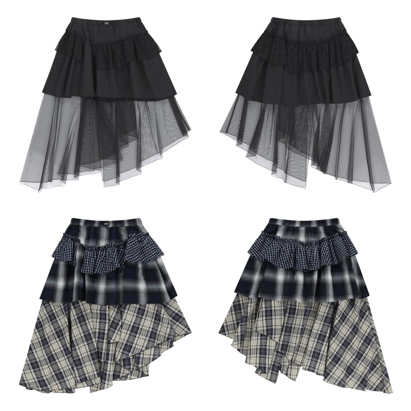 【TUOMIO】 MIXED TIERED SKIRT : 2COLORS