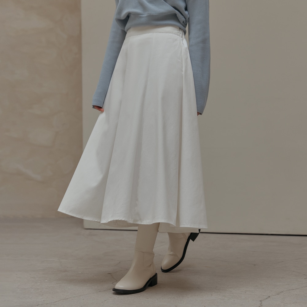 ソベインコットンフレアバンディングロングスカート