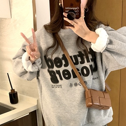 オーバートレーナー グレー トップス プルオーバー パーカー トレーナー 長袖 スリム 細身