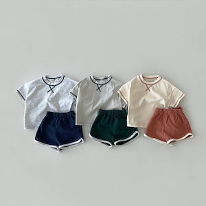 夏のベビー子供服の韓国 シンプルなスポーツ 半袖Tシャツショーツ カジュアルスーツ ベビー幼稚園ツーピース