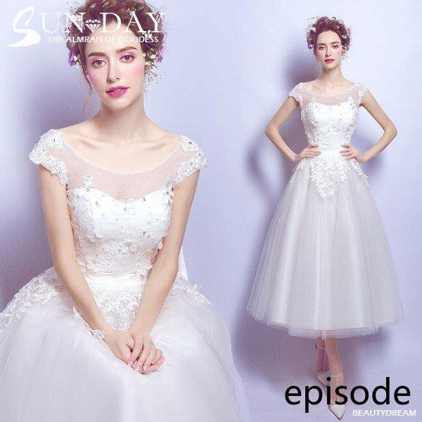 花嫁ミニドレスウェディングドレスミニドレス花嫁二次会露背パーティドレスかわいいプリンセスhs1885