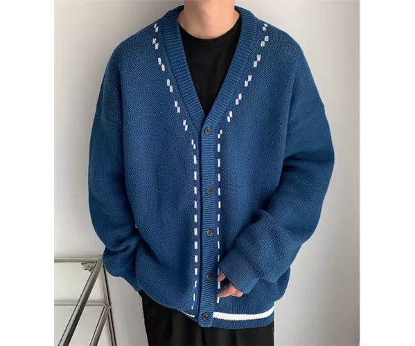 メンズ 男性用 ニット セーター カーディガン ミドル丈 長袖 Vネック 前開き ボタン 大人可愛い シンプル カジュアル 上品 おしゃれ かっこいい ルーズ 個性的 クール エレガント キュート