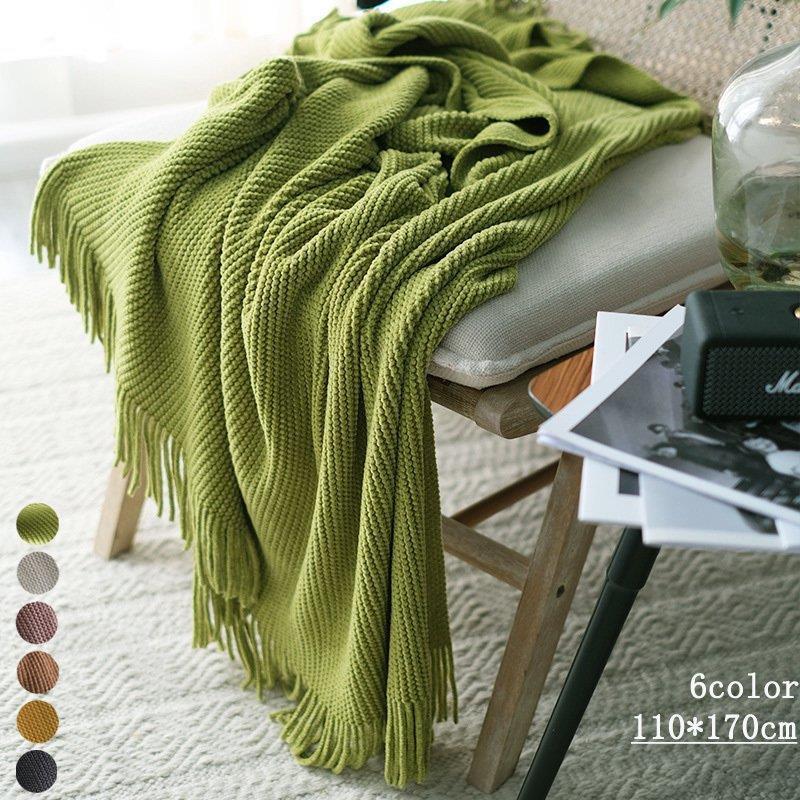 値下げ済み 3日以内に出荷 ブランケット 大判 毛布 おしゃれ 北欧 マルチカバー グレー ベッド ソファー 膝掛け 無地 カバー インテリア ひざ掛け フリンジ ニット 2枚購入で150円OFF 5,097円