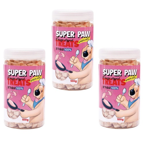 スーパーポウ凍結乾燥トリット鶏胸肉100g x 3ペット犬ペット犬子猫猫栄養健康スナックソフト食