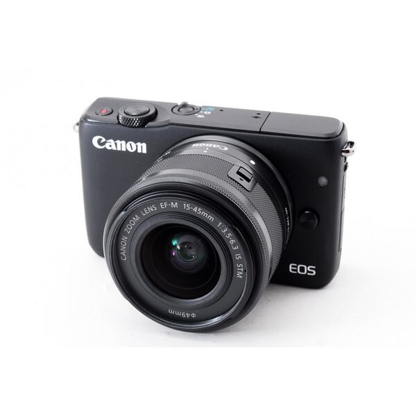 【中古】キヤノン Canon EOS M10 レンズキット ブラック 美品 SDカード付きストラップ付