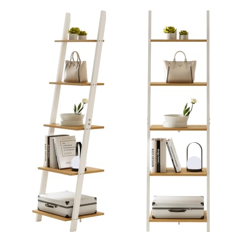 ANDWINT オープンラック 棚ラック木製 5段シェルフ おしゃれ 本棚スリム 飾り棚 壁面収納 北欧スタイル ホワイト 収納棚 玄関 リビングルーム 木目幅45×奥行35×高さ154.3cm オー 5,722円