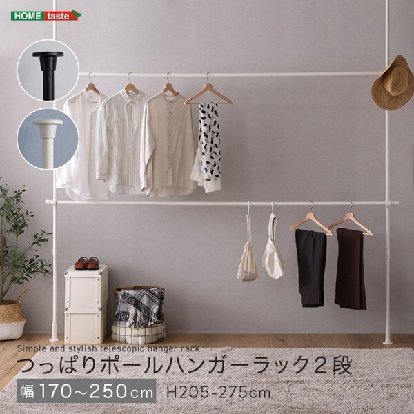 ホームテイスト SH-29-TTHL-2 つっぱりハンガーラック 2段 幅250cm ホワイト メーカー直送