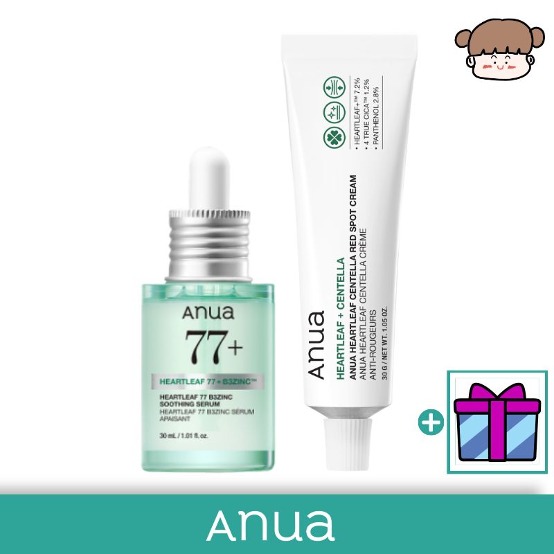 【ニキビ・赤み集中ケア2点セット】アヌア ドクダミ77 B3ジンク トラブルセラム 30ml ＋ センテラ レッドスポットクリーム 30g/トラブルケア 皮脂コントロール セラム ニキビケア トラブ
