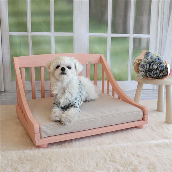 ドッグベッド giocoso Mサイズ ピンク マット付 組立品
