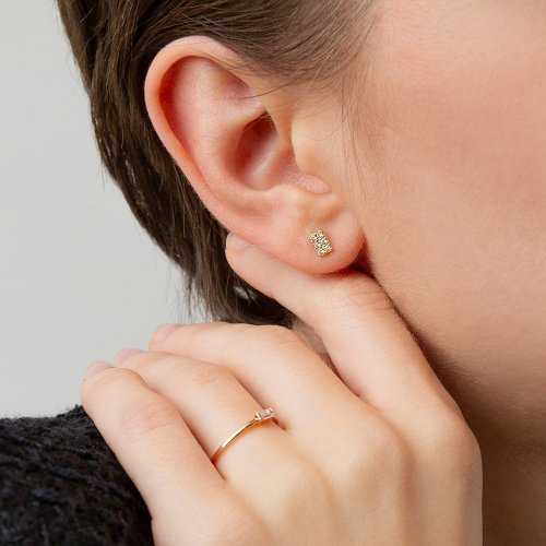 LUNNE 14k スクエアパヴェピアス K14ゴールド #E19