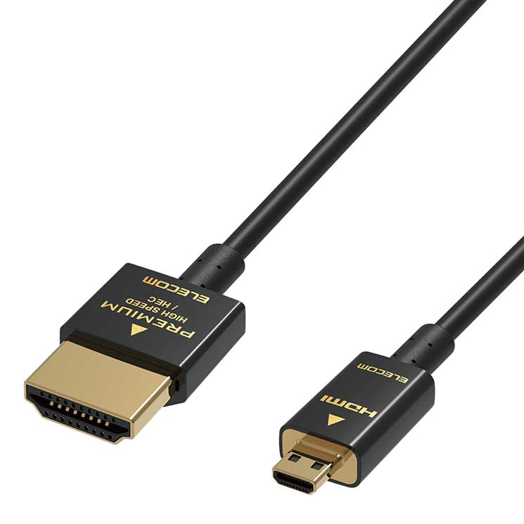 microHDMIケーブル プレミアム スーパースリム 4K 2K RoHS準拠 1.5m ブラック
