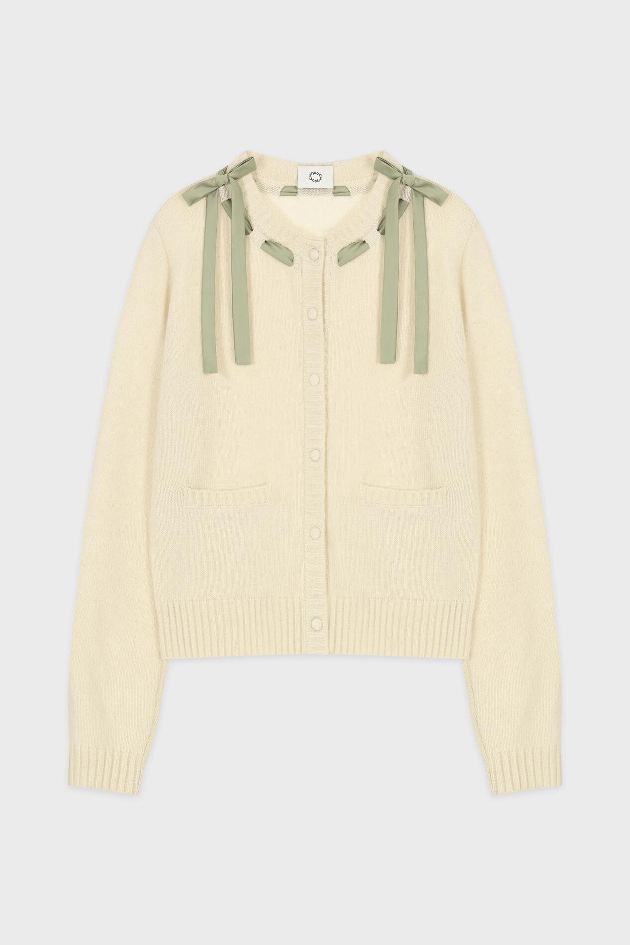 【SINOON】 RIBBON TIE CARDIGAN : IVORY