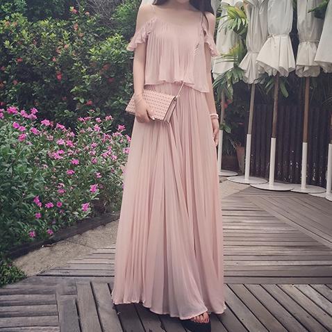 ワンピース ノースリーブ 春 夏 かわいい ロング aライン マキシ Aライン キャミワンピ タイトスカート ロング丈 マキシ丈 Vネック 襟付き スマート 背中魅せ プリーツ チュール シフォン 透