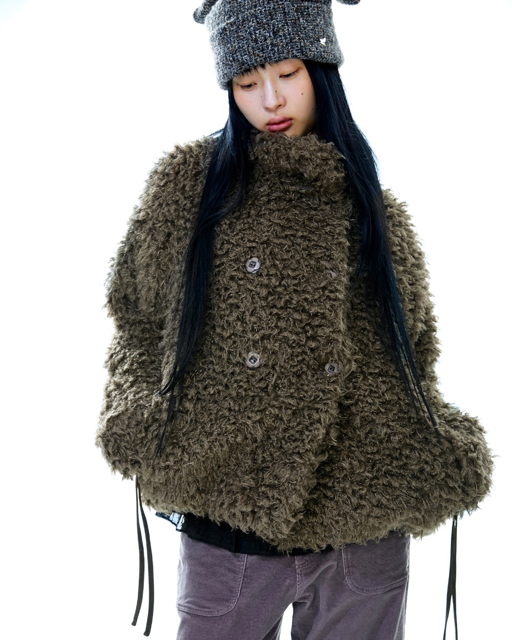 Qoo10 COYSEIO HAIRY FUR JACKET ミドル
