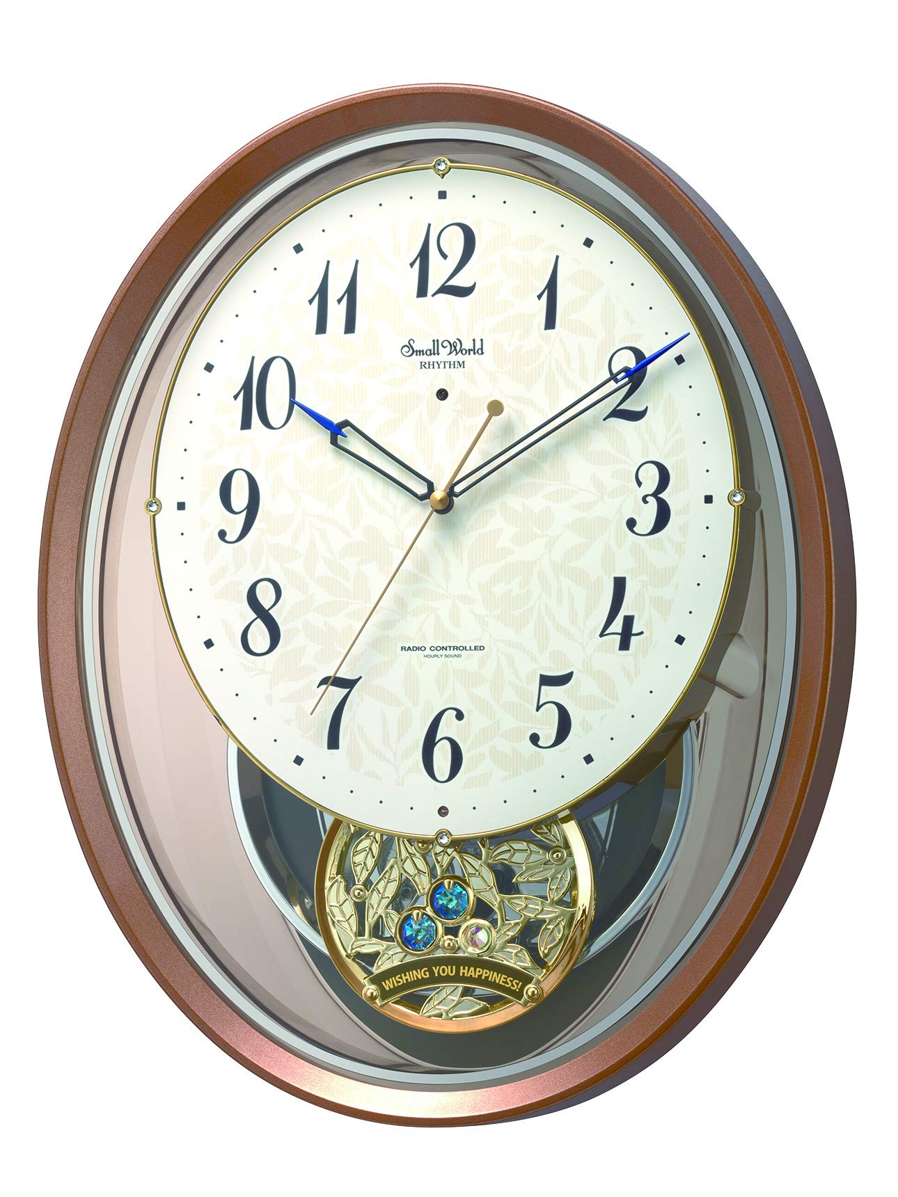 リズム(RHYTHM) 掛け時計 電波時計 クリエイティブサウンド 18曲 メロディ 茶色 41.5x32.5x7.6cm 4MN555RH06