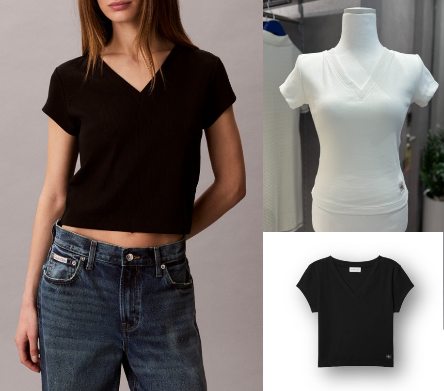 Woven Label Baby Rib V-Neck Tee (47C910G)