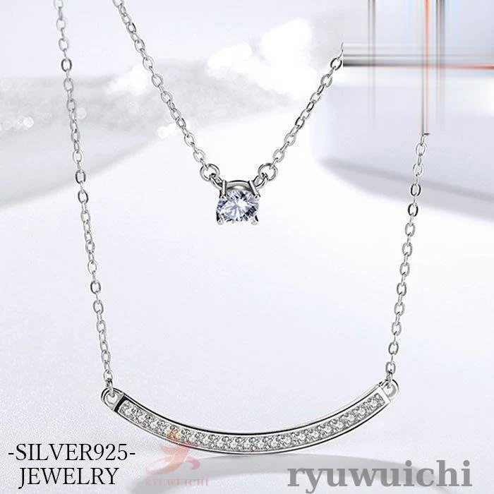 母の日プレゼント ネックレス レディース計105カラット 2連プラチナ仕上げ シルバー女性 妻 嫁彼女 30代40代50代 誕生日プレゼント