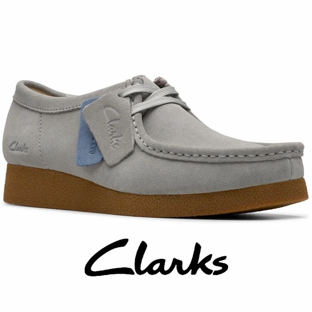 クラークス レディース ワラビー エヴォシューズ モカシン 本革 靴 クレープソール アンクルブーツ スエード レースアップ ローカット ダークグレースエード 26181477