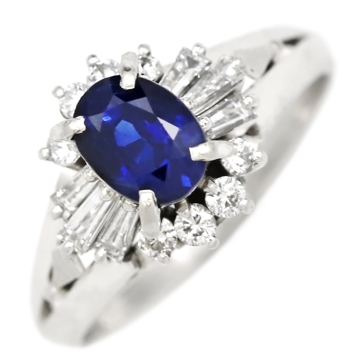 リング 指輪 ブルーサファイア ダイヤリング Pt900 サファイア ダイヤモンド プラチナシルバー プラチナ 青 11.5号【中古】