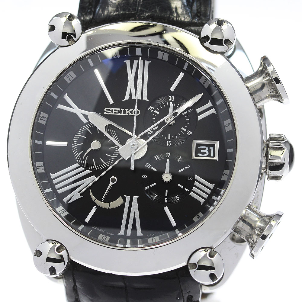 セイコー SEIKO SBLA049/5R86-0AB0 ガランテ GMT クロノグラフ スプリングドライブ メンズ 保証書付き_862146【中古】