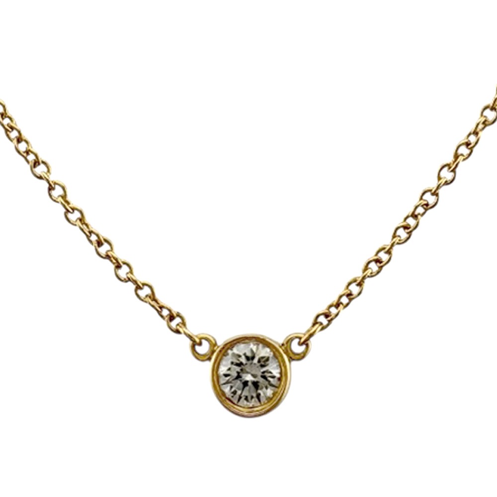 ティファニー バイザヤード 約0.14ct ネックレス 18金 K18イエローゴールド ダイヤモンド TIFFANY&Co. 中古 美品