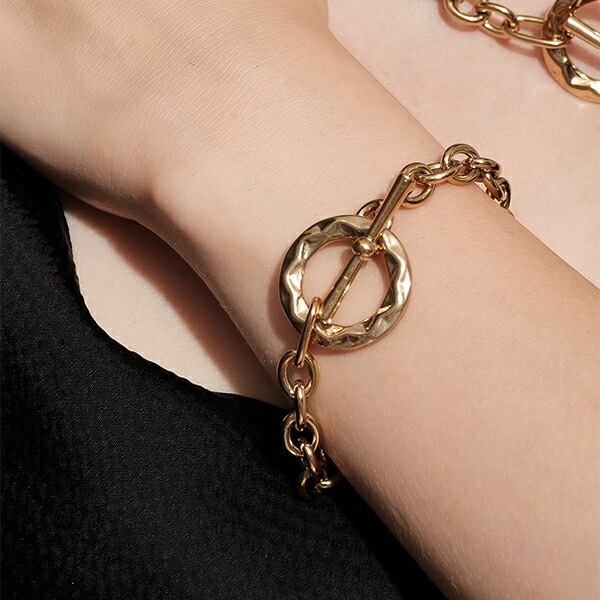 マンテルブレスレット あずき サージカルステンレス 重ね付け アズキチェーン YG ゴールド