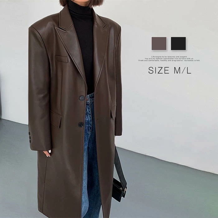 コート レディース 春 秋 レザージャケット ロング丈 テーラードジャケット ライダース コート フェイクレザー シンプル バイクジャケット 大人 秋服 秋アウター 秋ジャケット 春秋 大きいサイズ