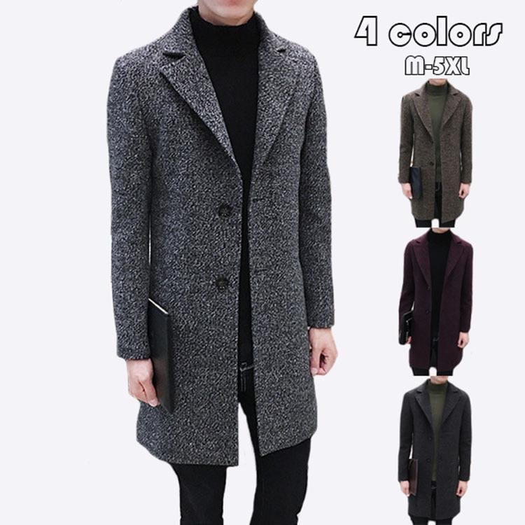 チェスターコートメンズ無地ラシャコートメルトンコートビジネスコート細身スリムカジュアル通勤アウター防寒防風保温紳士服春冬作4色