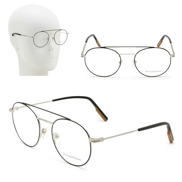 フレームのみ EZ5162/V 005 53 Ermenegildo Zegna メガネ 眼鏡 ブラック シルバー キャメル