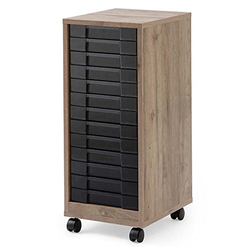 【浅型13段】 アイリスオーヤマ(IRIS OHYAMA) レターケース 木目 アッシュブラウン/クリアブラック A4 書類ケース 木製フロアケース 収納 棚 ケース デスク収納 書類収納 レター 手