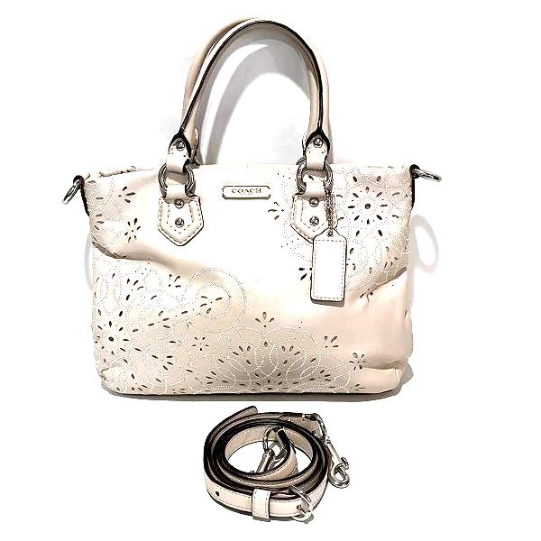 コーチ オプアート パンチングフラワー F22486 2WAY ハンドバッグ 【中古】
