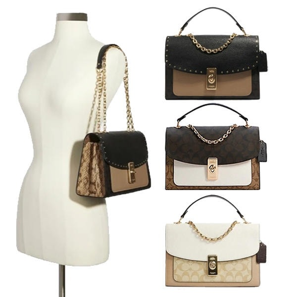 LANE SHOULDER BAG IN COLORBLOCK SIGNATURE CANVAS C1538