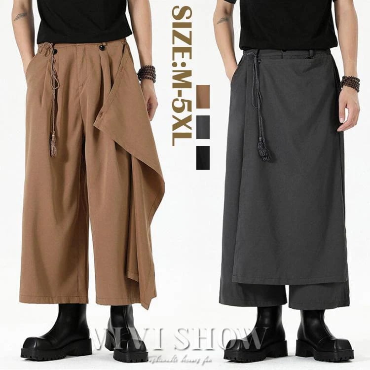 [入荷]モード系 アシンメトリーワイドパンツ メンズ 個性的デザイン＆ゆったりシルエット ボトムス キュロット オシャレ