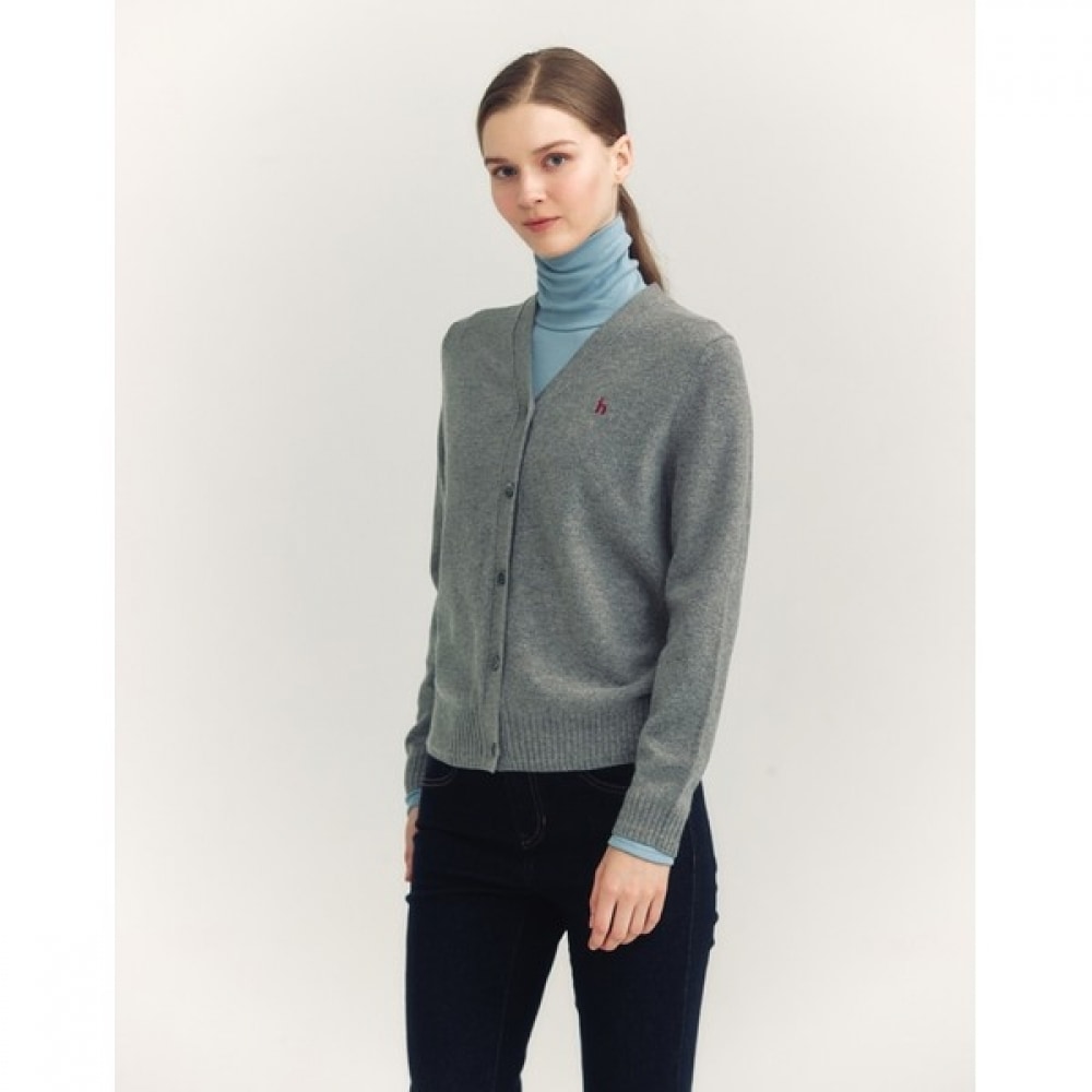(ヘッジスレディース) 24FW Vネックカーディガングレー HSSW4D901G2