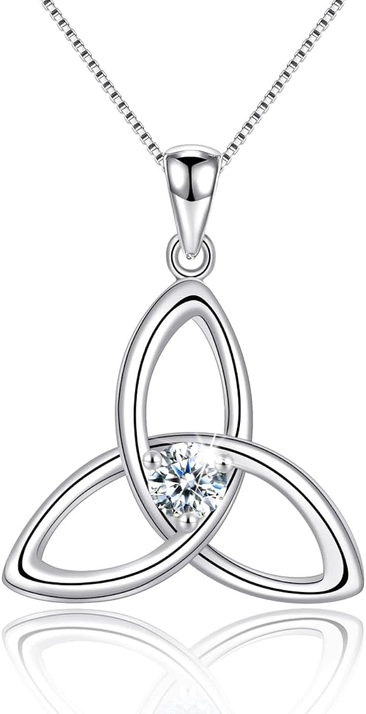 アイルランド ケルトノット 4月 誕生石 キュービックジルコニア 925 スターリング シルバー ペンダント ネックレス 40+5cm チェーン( 4月 誕生石 キュービックジルコニア)