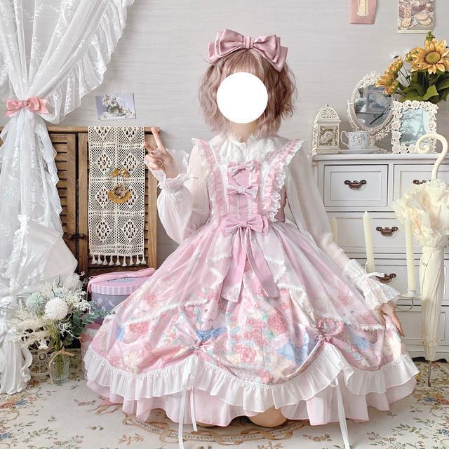 ロリスーツパーティードレス洋装 ロリータ 小花兎 洋装大尾曳 jskキャミソールワンピース 夏 仮装 大人 文化祭 復活祭 4,771円