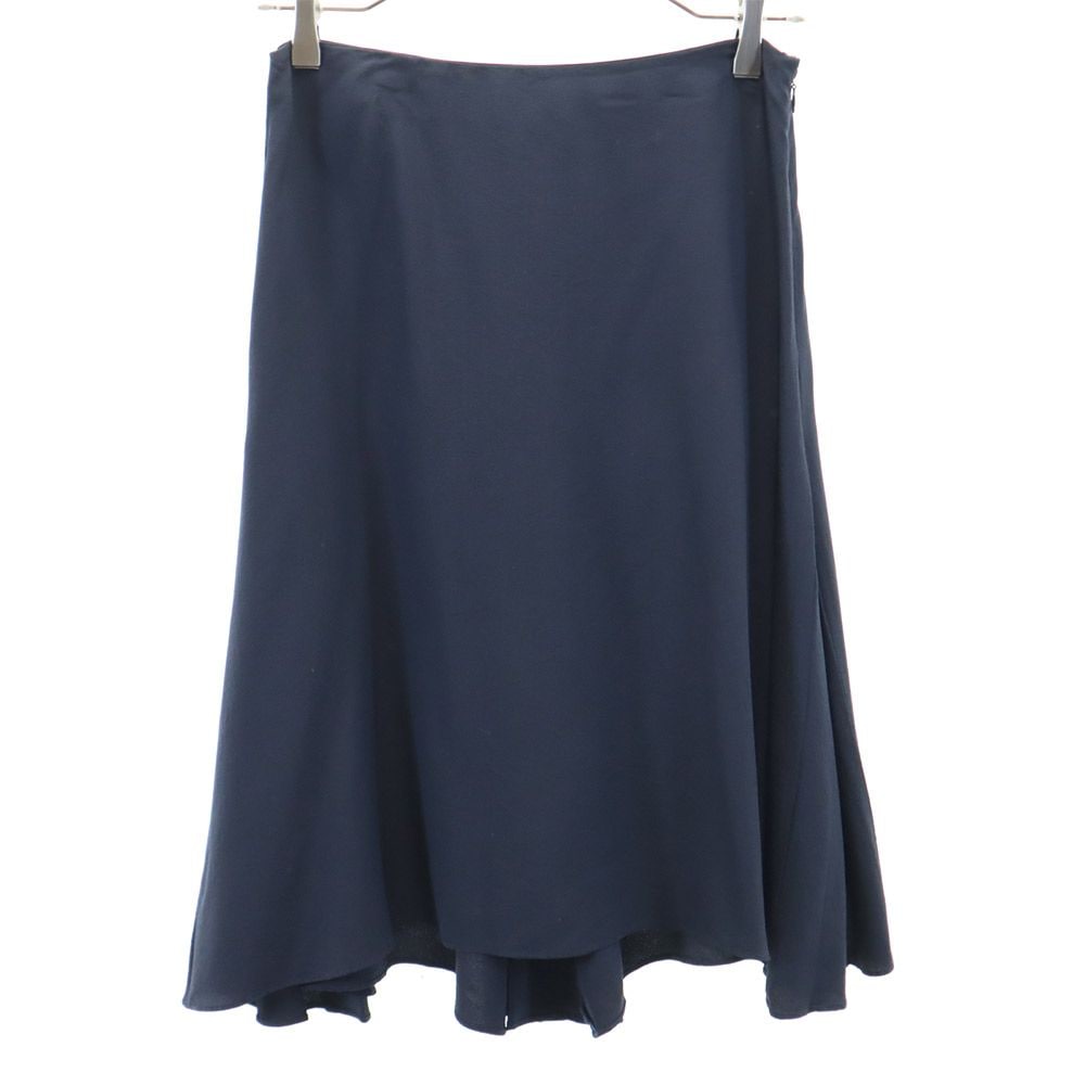 イタリア製 ミディ丈 フレアスカート 38 ネイビー レディース