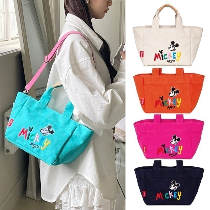 正規品 ミッキー バッグ トートバッグ 韓国 大容量 キャンバス ミッキーマウス グッズ ギンガムチェック バッグ エコバッグ キャラクター かわいい