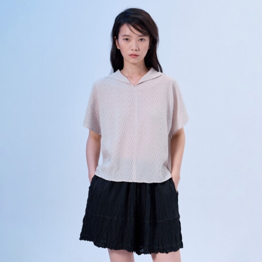 ラフリ シェブロン刺繍プリーツワイドTシャツ_LPTSM026026