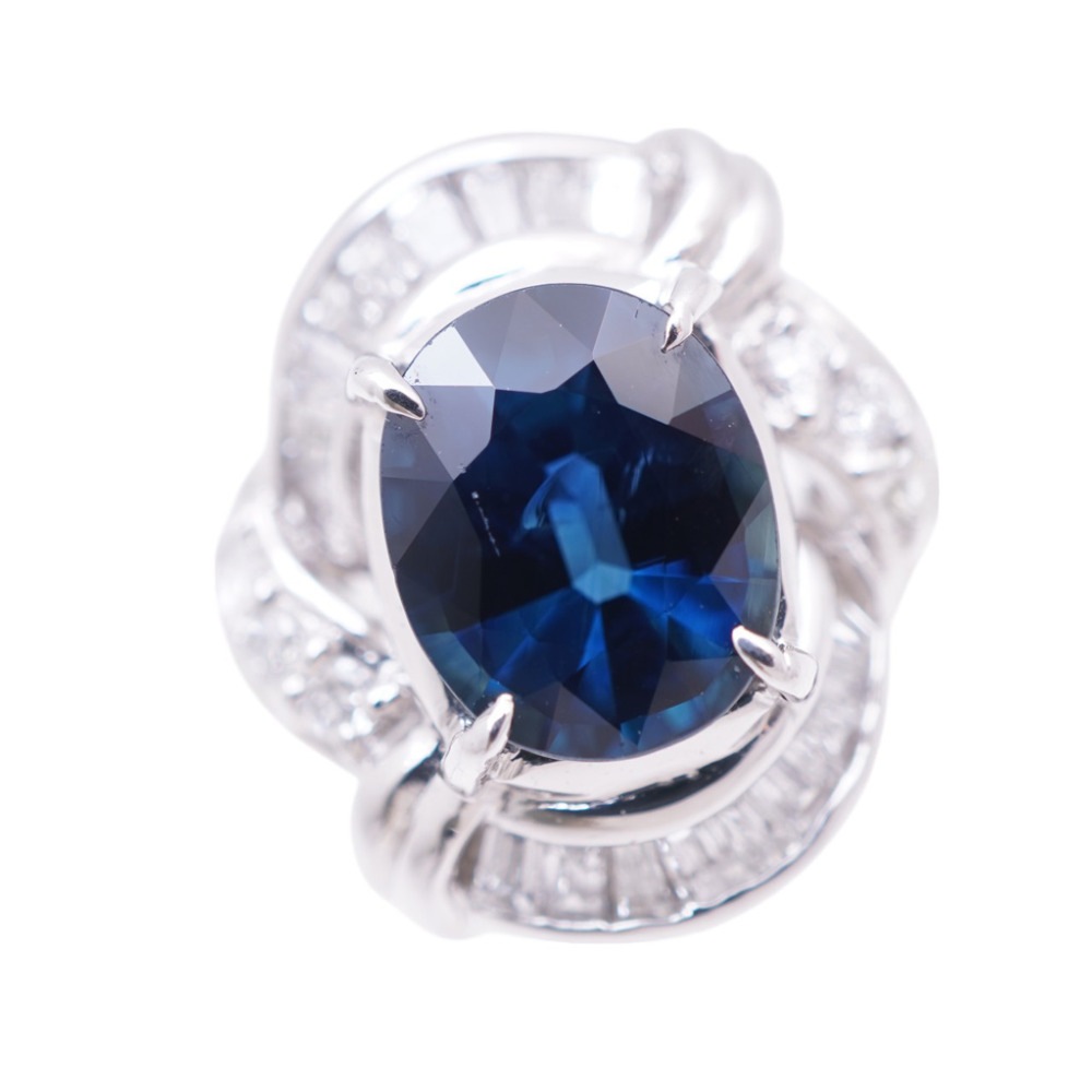 美品 ブルーサファイア3.55ct ダイヤ1.01ct Pt900 リング リング・指輪 サファイア/Pt900プラチナ/ダイヤモンド 12.5号 ブルー 0040【中古】 レディース