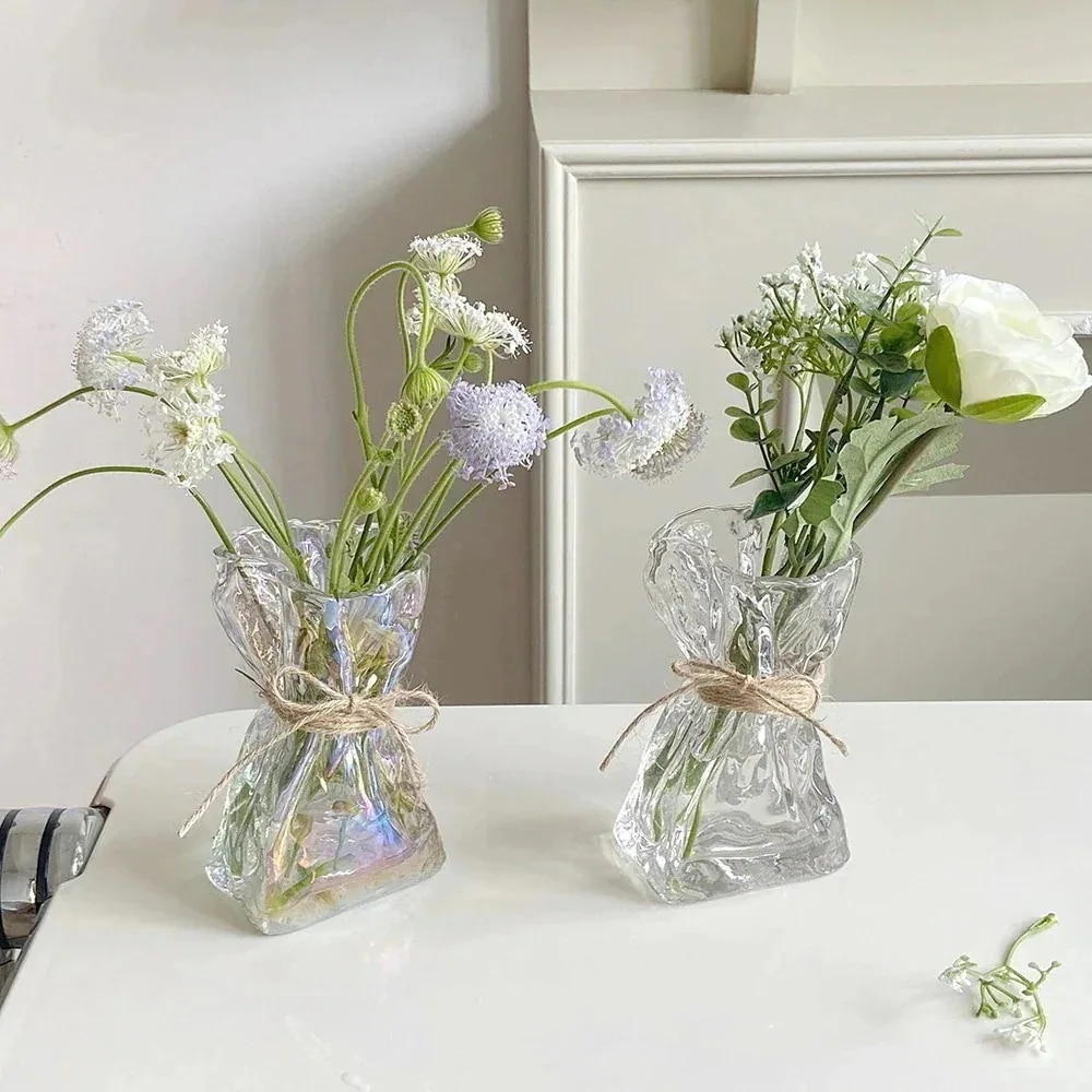 フラワーベース インテリア雑貨福袋 花瓶 ガラス飾りの装飾 不規則なガラスの花瓶