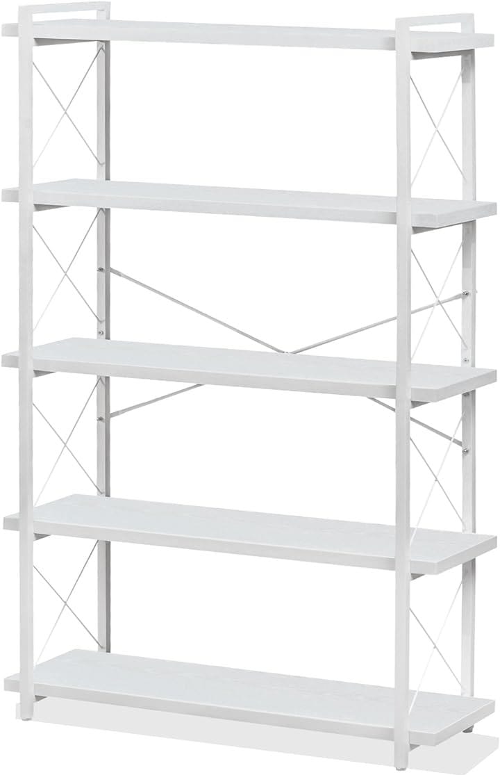 ラック オープンシェルフ 木製 収納 棚 おしゃれ 本棚 オープンラック キッチンラック 幅90cm 5段 リビングラック 木目調 組立簡単( ホワイト, 幅90x5段)