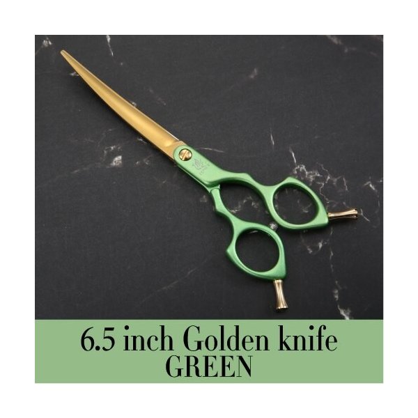 フェニスプロフェッショナルカラフルな6.5インチ湾曲グルーミングはさみペットシザー犬用猫 6.5 GK green